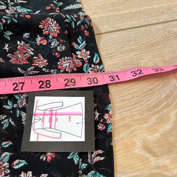 Costa Blanca Mini dress / tunic Sz M Black red green floral flowy sheet light - Picture 10 of 12